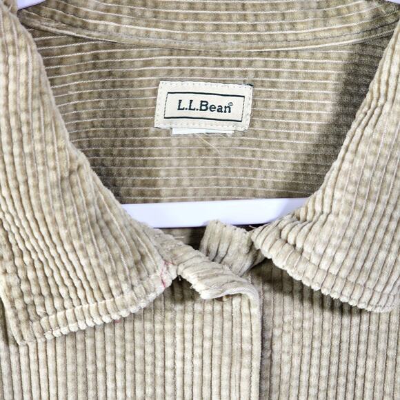 LL Bean Corduroy Button Up Shirt Jacket Brown Tan Front Pocket Womens Plus 2XL - Picture 3 of 9